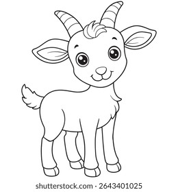 Kid Goat Line Drawing Coloring Page For Kids And Activities