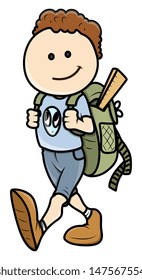 Kid Going to School - Vector Cartoon Illustration