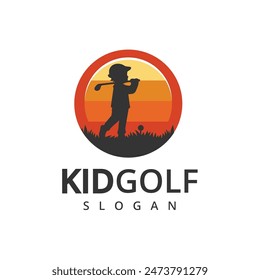 Kid Golf Club logo design Template