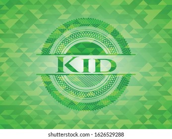 Kid green emblem. Mosaic background. Vector Illustration. Detailed.