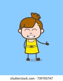 Kid Grimacing Face Expression - Cute Cartoon Girl Vector
