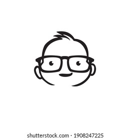 Kid Hair And Glasses Of Game Pad Logo, Vector Logo Template