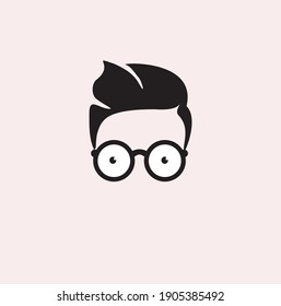 kid hair and glasses for Geek Logo, Vector Logo template