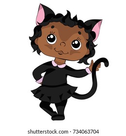 Kid in halloween Black Cat costume