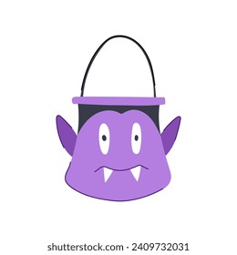 kid halloween bucket cartoon. pumpkin treat, spooky costume, fun child kid halloween bucket sign. isolated symbol vector illustration