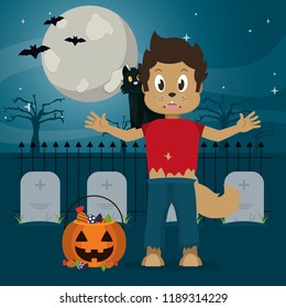 Kid in halloween cartoon