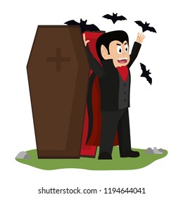 Kid and halloween cartoon
