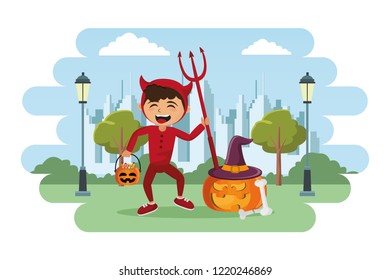 Kid and halloween cartoons