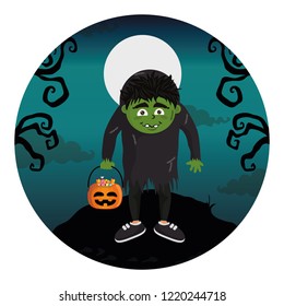Kid with halloween costume