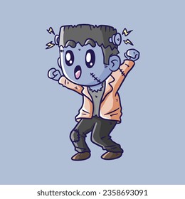 Kid in halloween costume. Funny and cute halloween carnival kid. Cute Kid in halloween Vector illustration. Spooky Halloween Costume.