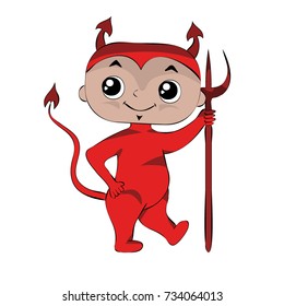 Kid in halloween Devil costume