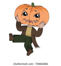 Kid in halloween Jack O Lantern costume