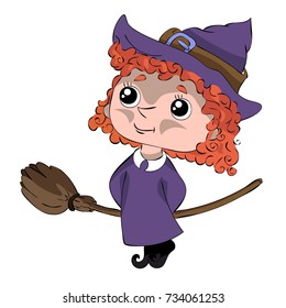Kid in halloween witch costume