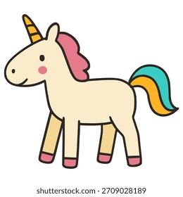 kid hand drawn unicorn flat color vector illustration template design