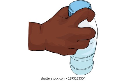 kid hand holding bottle of water, hand activity vector