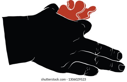 kid hand holding jigsaw vector