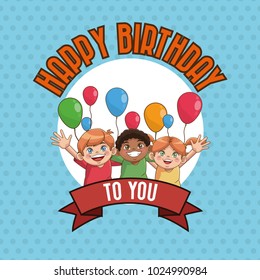 Kid happy birthday card cartoon