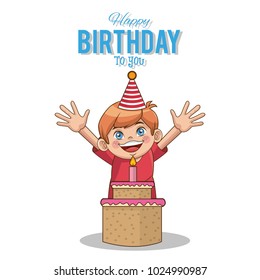 Kid happy birthday card cartoon