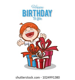 Kid happy birthday card cartoon