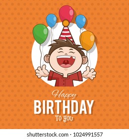 Kid happy birthday card cartoon