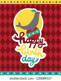 kid happy birthday card design. vector illustration