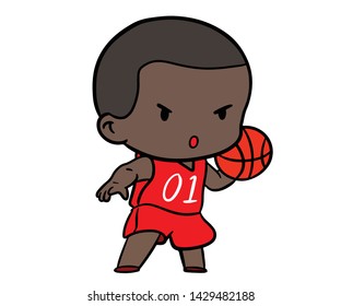 Kid Happy Playing Boy Basketball Sports Logo