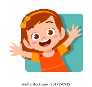 kid happy smile greet and waving hand