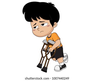 Kid has had a car accident made his legs broken.Vector and illustration.