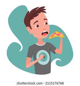 Kid having breakfast or lunch meal. Boy eating food. Children enjoy dishes. Eating habits nutrition