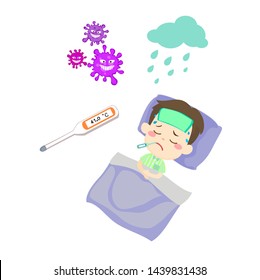 kid having cold and fever