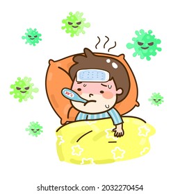 kid having cold and fever