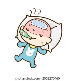 kid having cold and fever