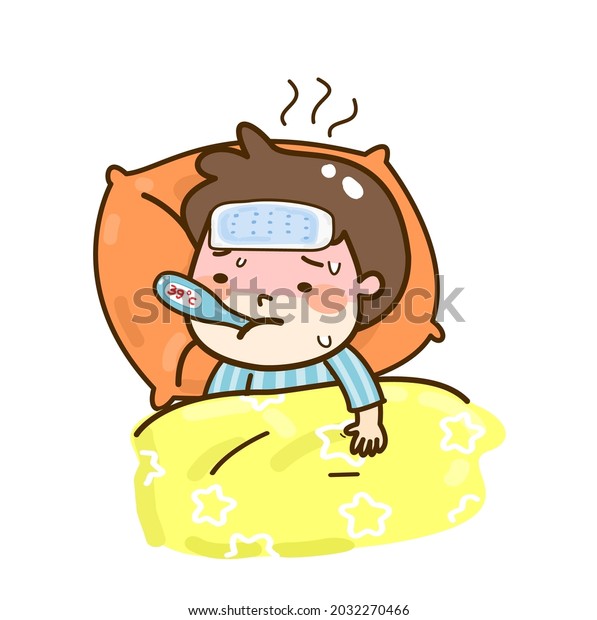 Kid Having Cold Fever Stock Vector (royalty Free) 2032270466 