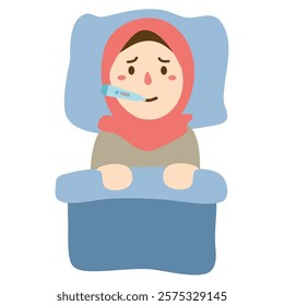 Kid Having Fever on Bed