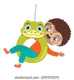 Kid Having Fun With Animal Swing