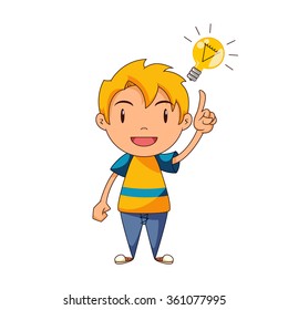 Kid having an idea, vector illustration