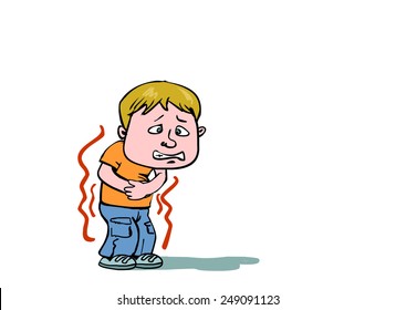 kid having stomachache