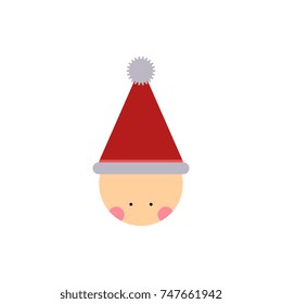 kid head Vector illustration kid wearing Santa hat