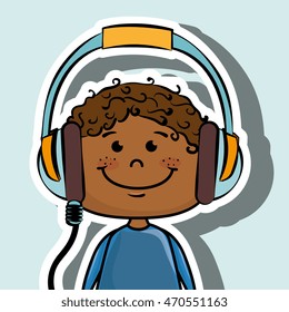 kid headphone music icon vector illustration graphic
