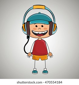 kid headphone music icon vector illustration graphic