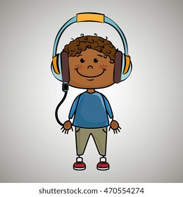 kid headphone music icon vector illustration graphic