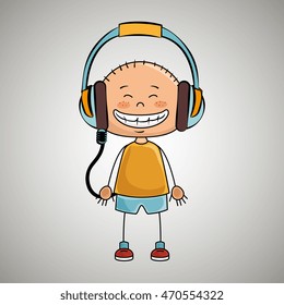kid headphone music icon vector illustration graphic