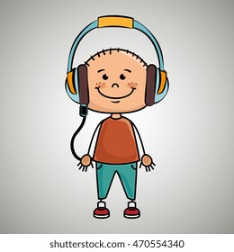 kid headphone music icon vector illustration graphic