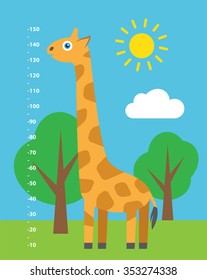Kid height. Cute cartoon illustration.