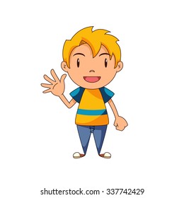 Kid hello gesture, vector illustration