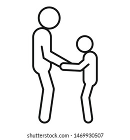 Kid help senior man icon. Outline kid help senior man vector icon for web design isolated on white background