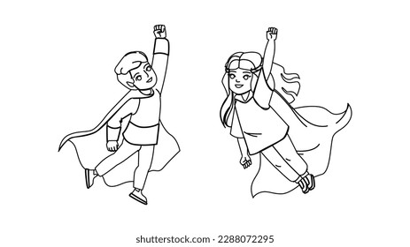 kid hero flying vector. child dream, flying active, success childhood, game kid, power, fun freedom, winner kid hero flying character. people Illustration