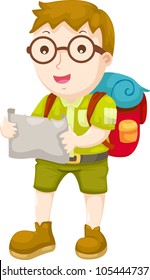 Kid Hiking vector illustration on a white background