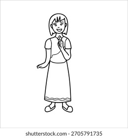 Un niño sostiene una Ilustración vectorial de helado, estilo de contorno