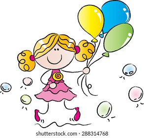 kid holding balloons